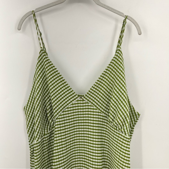 LISA SAYS GAH Green Stripe tank Dress 0320 seersucker textured babydoll - Picture 4 of 12